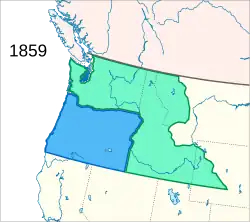1859: ﻿Neu gebildeter Bundesstaat Oregon ﻿Washington-Territorium
