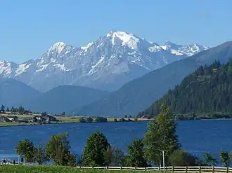 Der Ortler von Norden vom Haidersee aus gesehen.