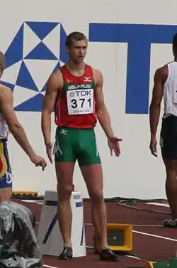 Andrej Krautschanka erreichte nach seiner Disqualifikation über 100 Meter im Weitsprung 955 Punkte, gab anschließend jedoch auf