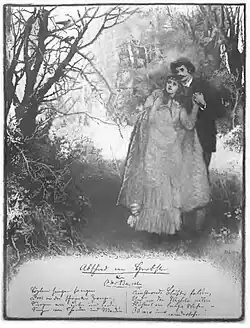 Abschied im Herbst, Gemälde mit eigenhändigem Gedicht.