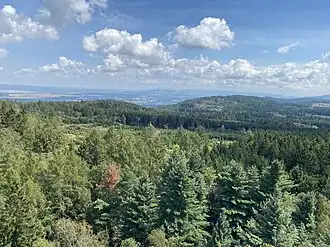 Blick vom Scharfenstein auf den Zigeunerberg (links)