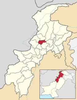 Karte von Pakistan, Position von Distrikt Malakand hervorgehoben