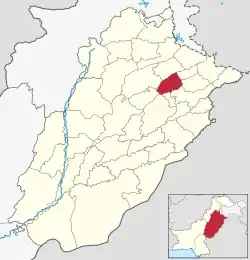 Karte von Pakistan, Position von Distrikt Hafizabad hervorgehoben