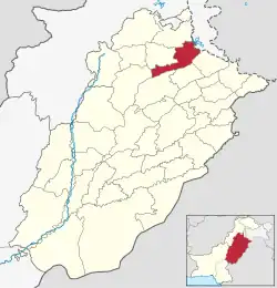 Karte von Pakistan, Position von Distrikt Jhelum hervorgehoben
