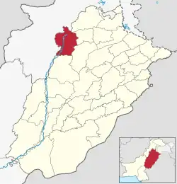 Karte von Pakistan, Position von Distrikt Mianwali hervorgehoben