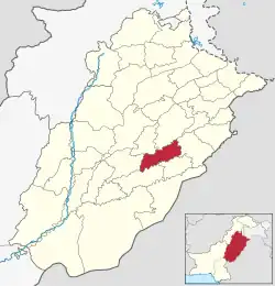 Karte von Pakistan, Position von Distrikt Sahiwal hervorgehoben