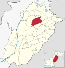 Karte von Pakistan, Position von Distrikt Sargodha hervorgehoben