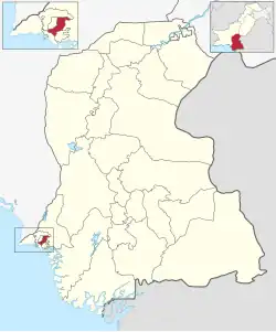 Karte von Pakistan, Position von Distrikt Karatschi Ost hervorgehoben