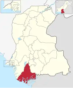 Karte von Pakistan, Position von Distrikt Sujawal hervorgehoben