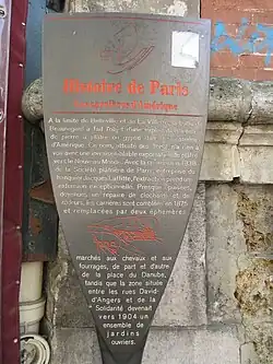 Informationstafel zur Geschichte von Paris: «Carrières d’Amérique»