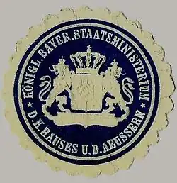 Siegelmarke des Königlich Bayerischen Staatsministeriums des Königlichen Hauses und des Äußern
