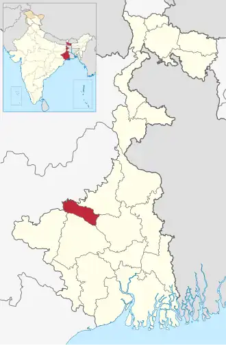 Positionskarte des Distrikts Paschim Bardhaman