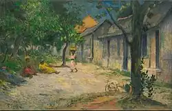 Charles Laval: Frau mit Ziege im Dorf (1887), früher Gauguin zugeschrieben