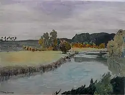 Aquarell, Huntetal bei Dötlingen