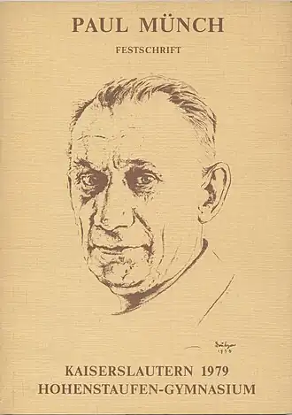 Festschrift zum 100. Geburtstag im Jahr 1979, mit einer Zeichnung des Heimatdichters auf der Titelseite