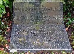 Paul Scherrer-Pözl (1862–1935) Dr. jur., Anwalt, Notar, Politiker, Familiengrab auf dem Friedhof Hörnli, Riehen, Basel-Stadt