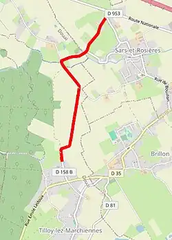 Streckenabschnitt Pavé de Tilloy-lez-Marchiennes à Sars-et-Rosières