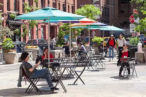 Ein Pocket-Park in der Pearl Street
