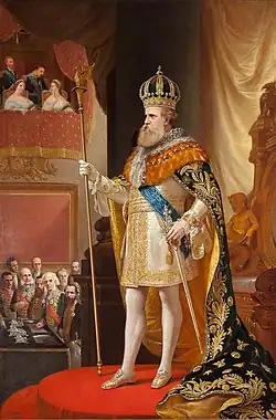 Kaiser Pedro II. im Krönungsornat bei der Thronrede 1872