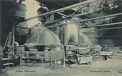 Innenaufnahme aus dem Peiner Walzwerk aus dem Jahr 1906, Postkarte