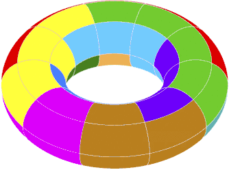 Mit Pentomino-Muster bemalter Torus