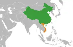 Lage von Volksrepublik China und Vietnam