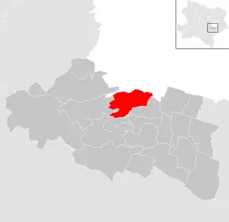Lage der Gemeinde Perchtoldsdorf im Bezirk Mödling (anklickbare Karte)