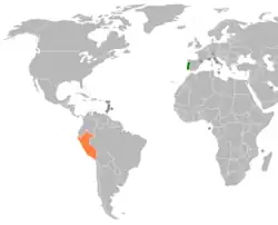 Lage von Portugal und Peru