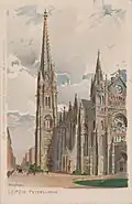 Peterskirche Leipzig – Künstlerpostkarte von Michael Zeno Diemer, um 1905