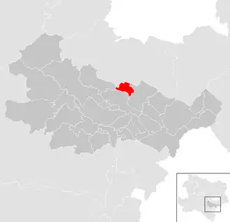 Lage der Gemeinde Pfaffstätten im Bezirk Baden (anklickbare Karte)