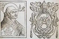 Fabelwappen von Gregor dem Großen (590–604) in einem Buch