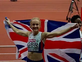 Philippa Lowe bei den Halleneuropameisterschaften 2017 in Belgrad