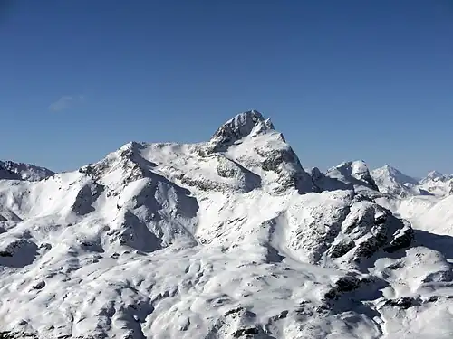 Blick nach Westen zum Piz Platta.