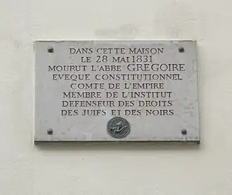 Nr. 44: Hier starb im Jahr 1831 der Geistliche Abbé Grégoire