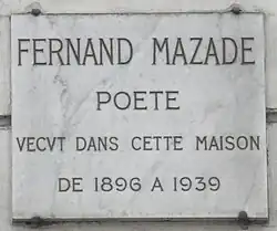 Nr. 17: Gedenktafel Fernand Mazade