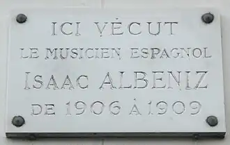 Nr. 16: Gedenktafel Isaac Albéniz