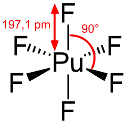 Bindungslänge und -winkel beim gasförmigen Plutoniumhexafluorid[36]