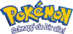 Pokémon-Logo der ersten Generation mit dem Untertitel „Schnapp’ sie Dir alle!“