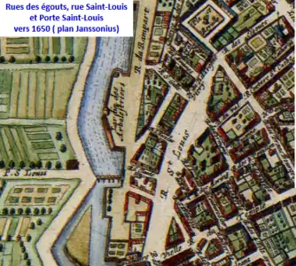 Porte Saint-Louis auf dem Plan Janssonius (um 1640).
