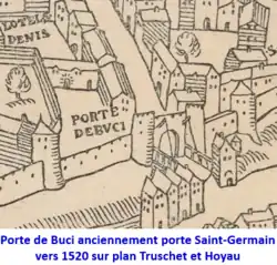 Porte de Buci auf dem Stadtplan von Truschet und Hoyau.