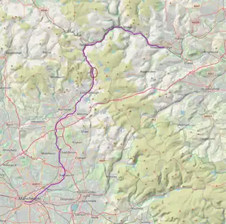 Verlauf des Kanals, der rote Kringel kennzeichnet die Scheitelhaltung