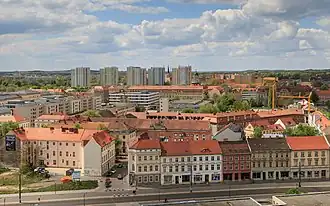 Blick von der Nikolaikirche zur Plantage (rechte Bildmitte), 2015