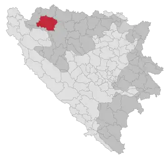 Lage der Gemeinde Prijedor in Bosnien und Herzegowina (anklickbare Karte)