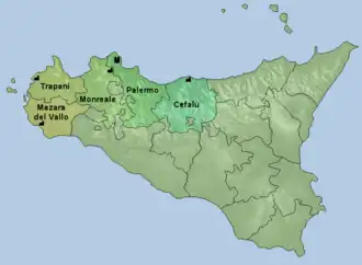 Karte der Kirchenprovinz Palermo