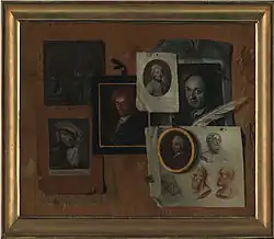 Das Quodlibet zeigt die Bildnisse der «Schottenbrüder», von Johann Jakob Bodmer (Mitte), Salomon Gessner (rechts oben), Johann Caspar Hirzel (rechts unten) und dem Maler Johann Caspar Füssli (links) aus Zürich, die ihren Freund Laurenz Zellweger (Mitte oben) jeweils in Trogen besuchten, um dort u. a. Molke («Schotte») zu trinken. Es kann im Laurenz-Zellweger-Zimmer im Grossformat betrachtet werden.