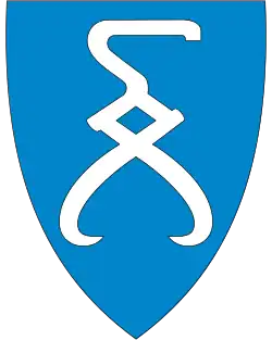 Wappen mit blauem Hintergrund und einer silbernen Zange