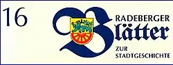 "Radeberger Blätter zur Stadtgeschichte", einheitliches Text-Signet Titelbilder, Bsp. Heft 16