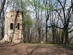 Die Ruine der Blechburg oben an der Hangkante