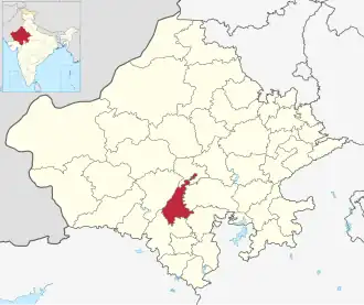 Positionskarte des Distrikts Rajsamand