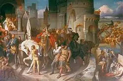 Heroisierende Darstellung des Einzugs Heinrichs I. in Püchau